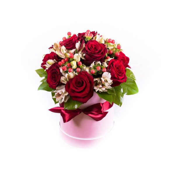 Flower box z růží a alstromerií